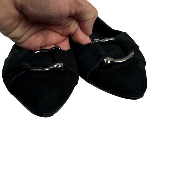 Vaneli Black Suede Slip On Flats/Loafers W/Metal Ring Detail Women's Size 8.5 N - Picture 3 of 9
